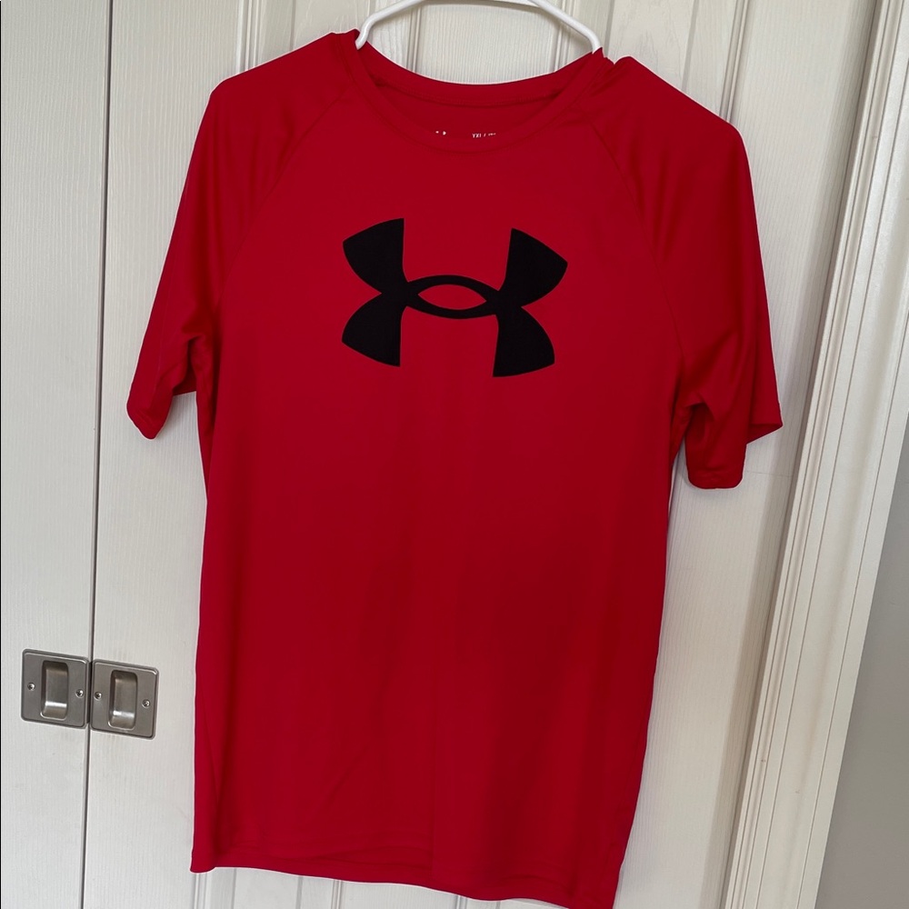 Under Armour Scarlet Tee with Black Emblem